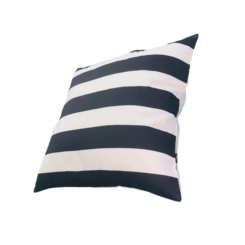 20 x 20 Square Cotton Accent Throw Pillows, Classic Block Stripes, Set of 2, Black, White-Benzara image number 3