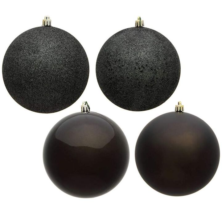 Vickerman 483732 - 4" Gunmetal Ball 4 Assorted Finishes Christmas Tree Ornament (Set of 12) (N591084A)