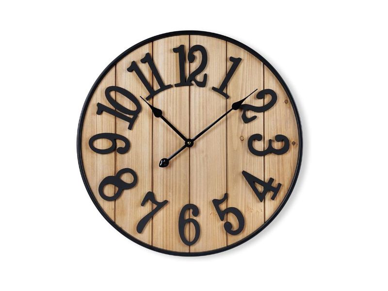 Large 16 Inch Wall Clock Silent Metal Wood Battery Operated Farmhouse Decor image number 0