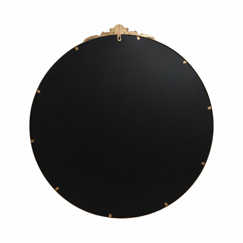 36" Fleur Applique Round Mirror, Gold Wb image number 5