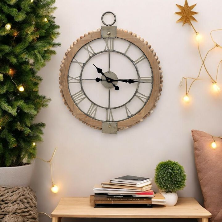 Clock 21.75"Lx30"H Wood/Metal