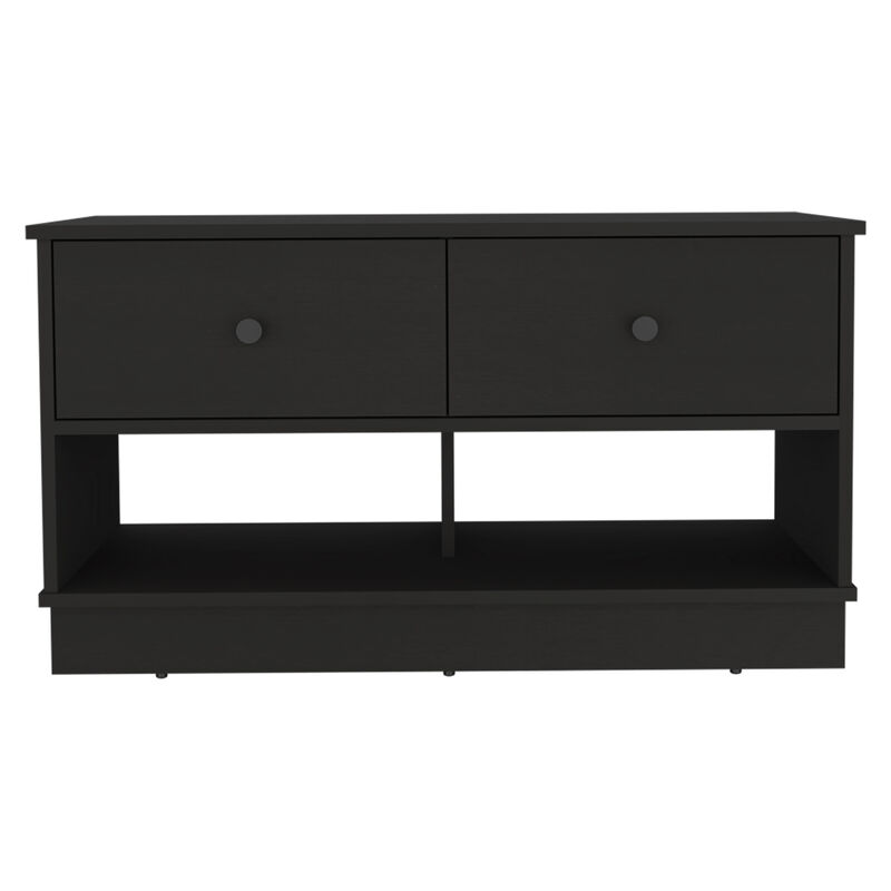 Streamdale Willamette Rectangle 2-Shelf 2-Drawer Storage Bench Black Wengue image number 3