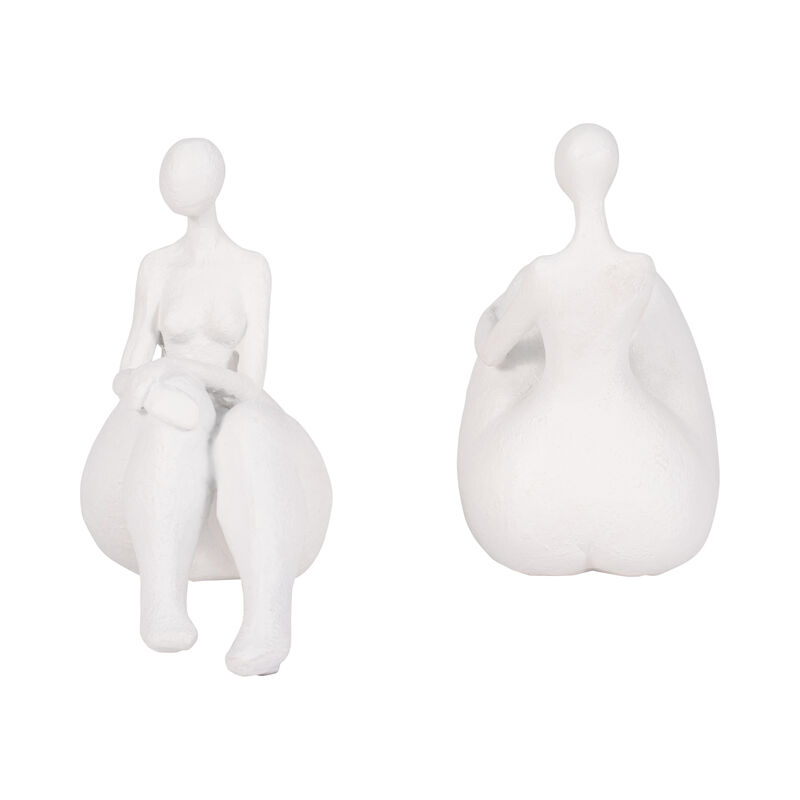S/2 Sitting Ladies Bookends, White image number 4