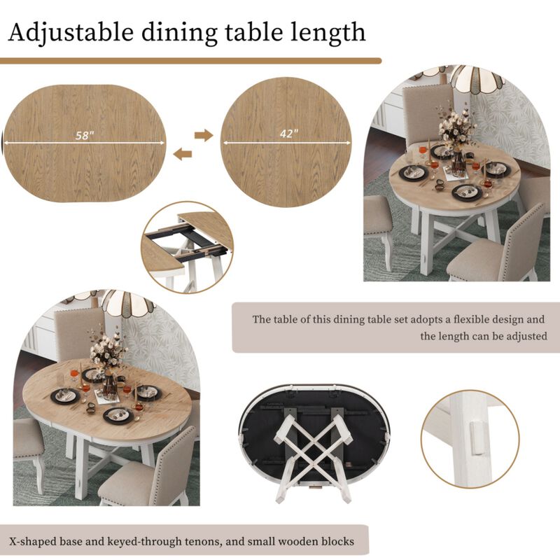 Hoswos Farmhouse Extendable Round Dining Table image number 3