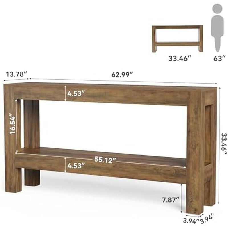Tribesigns Farmhouse 2-Tier Wood Console Table image number 4