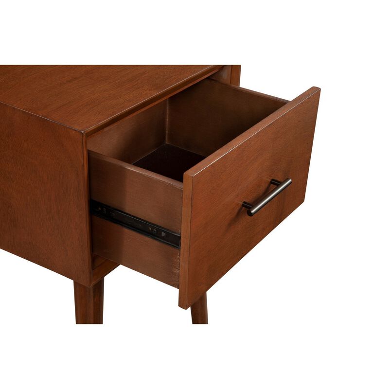 End Table with 1 Drawer and Angled Legs, Brown-Benzara image number 3