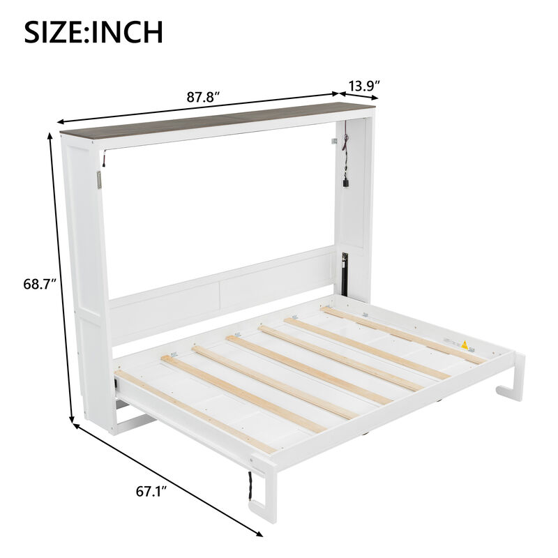 Merax Murphy Bed with Desk & LED Light image number 4