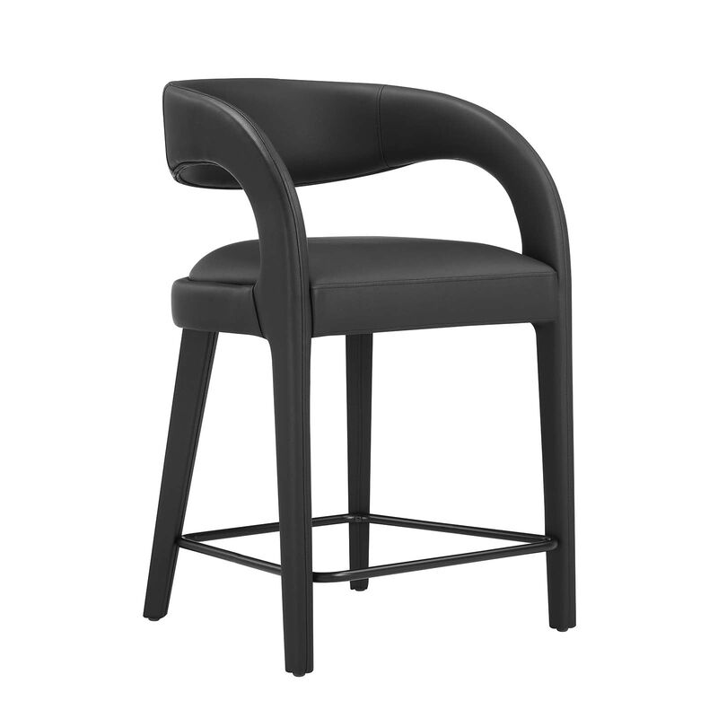 Modway EEI-6564-BLK-BLK Pinnacle Vegan Leather Counter Stool Set of Two, Black Black image number 7