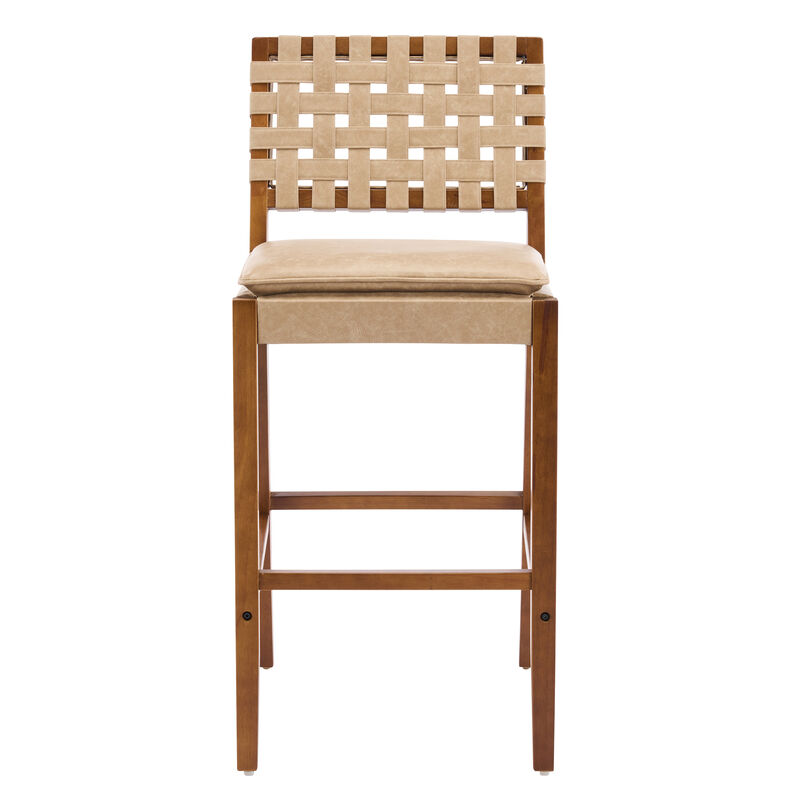 Christopher Knight Home Shawna Contemporary Rubberwood Faux Leather Upholstered Barstools (Set of 4) image number 6