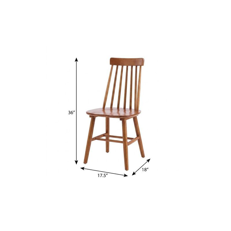 HomeRoots Set of Two Walnut Solid Wood Windsor Back Dining Side Chairs image number 6