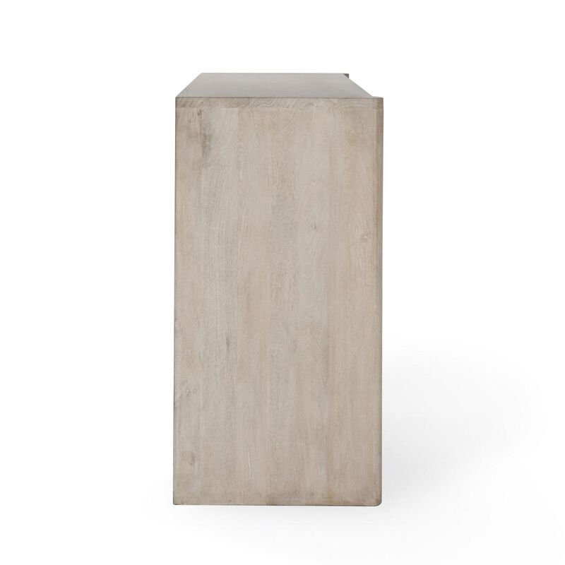 Orla Serving Buffet Cabinet Sideboard Console, Carved White 82 Inch - Benzara