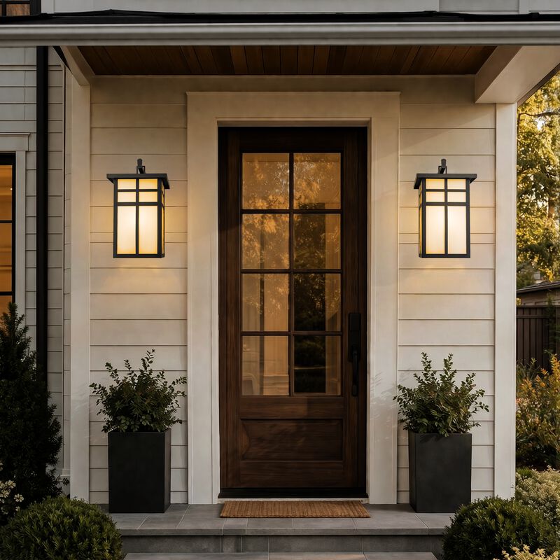 3-Light H18 in Large Modern Farmhouse Black Outdoor Wall Lantern With Frosted Glass Exterior Wall Light for Garage Entryway Porch image number 3