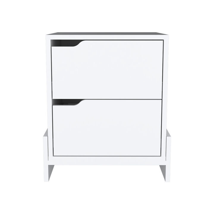 Streamdale Brookland Nightstand Double Drawers, Sturdy Base