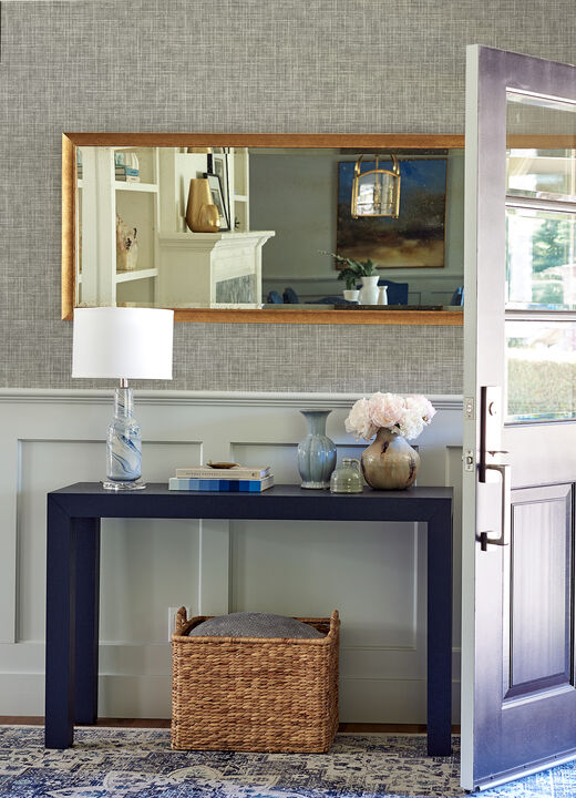 Emerson Grey Faux Linen Wallpaper (Set of 2)
