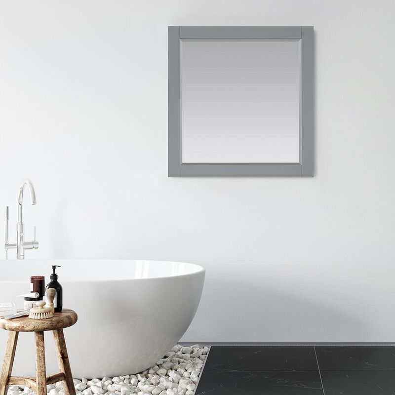 Altair 34 Rectangular Bathroom Wood Framed Wall Mirror in Gray