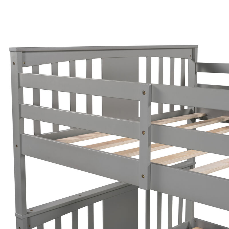 Whisen Full over Full Bunk Bed with Ladder and Guardrail