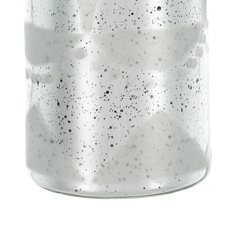 HomeRoots 30" Antiqued Silver Floral Glass Bottle Table Vase image number 4
