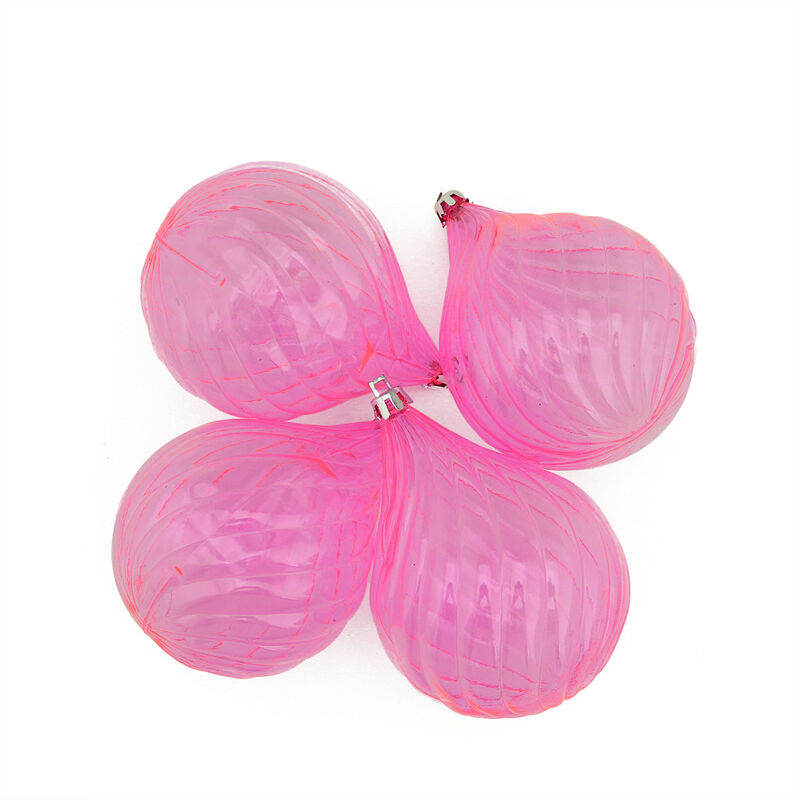 4ct Pink Transparent Finial Drop Shatterproof Christmas Ornaments 4.5"