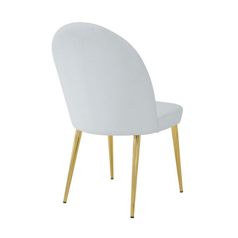 Era 24 Inch Dining Chair Set of 2, Curved Back, White Faux Leather, Gold - Benzara