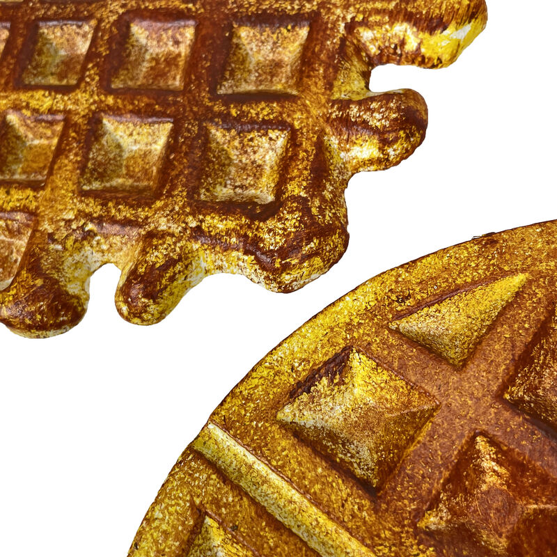 Set of 2 Cast Iron Waffle Trivets Plaques Kitchen Decor Zeckos image number 2