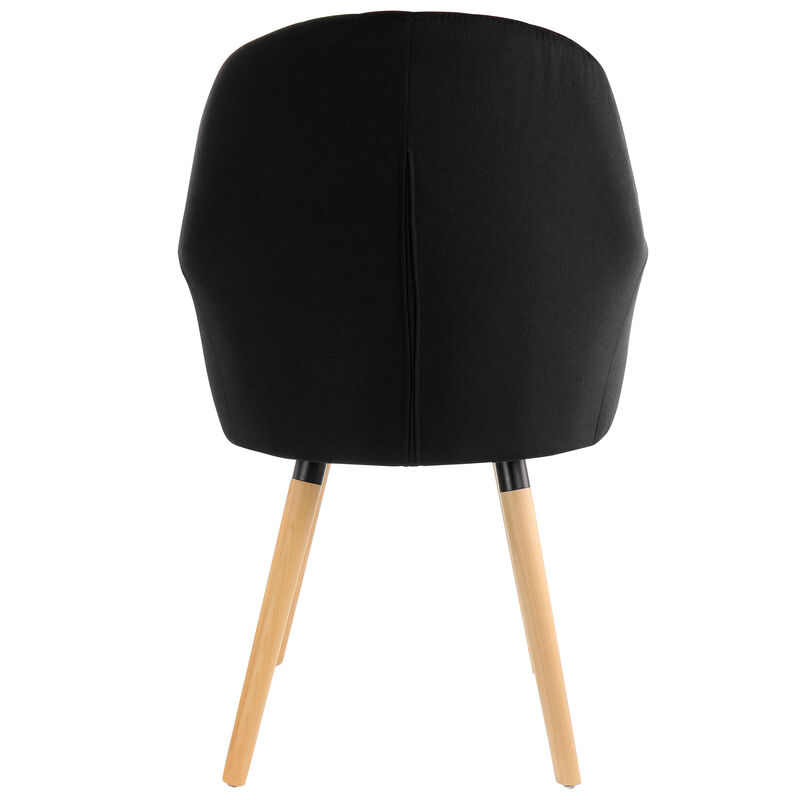 Elama 2 Piece Fabric Tufted Chair in Black with Wooden Legs