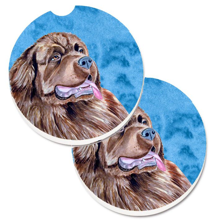 Caroline's Treasures Blue Newfoundland Set of 2 Cup Holder Car Coasters LH9354BUCARC, 2.56, Multicolor