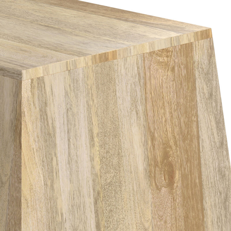 Terry SOLID MANGO WOOD 16 inch Wide Irregular Contemporary Side Table in Natural, Fully Assembled