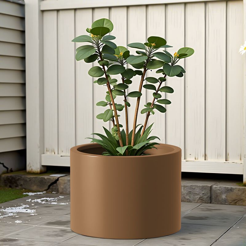 Heavy Duty Corten Steel Round Raised Garden Bed Kit, Brown Metal Planter Box
