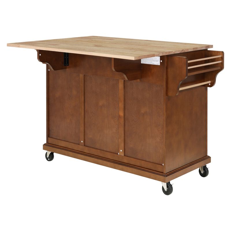 Cambridge Natural Wood Top Kitchen Island with Storage image number 3
