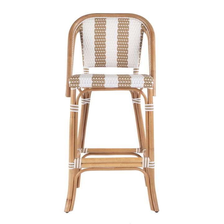 Butler Specialty Lila Rattan 28 in. Seat Height Bar Stool with Back and Footrest