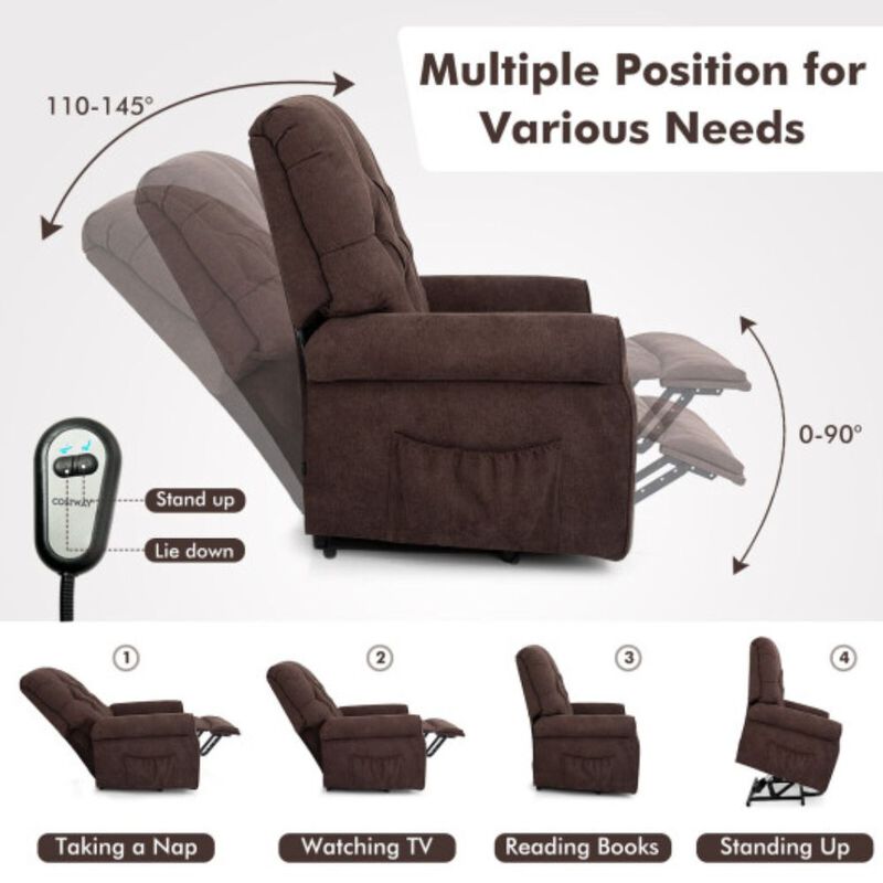 Recliner Chair Sofa for Elderly with Side Pocket and Remote Control