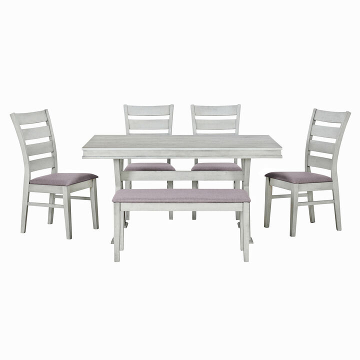 Merax 6-Piece Retro 59"L Rectangular Dining Table Set