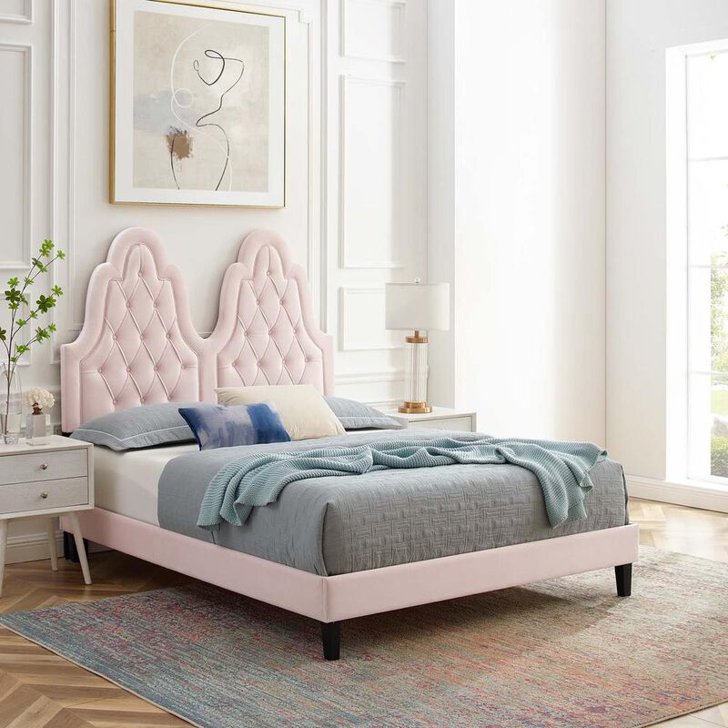 Modway Alexandria Tufted Performance Velvet Twin Platform Bed MOD-6933-PNK image number 9
