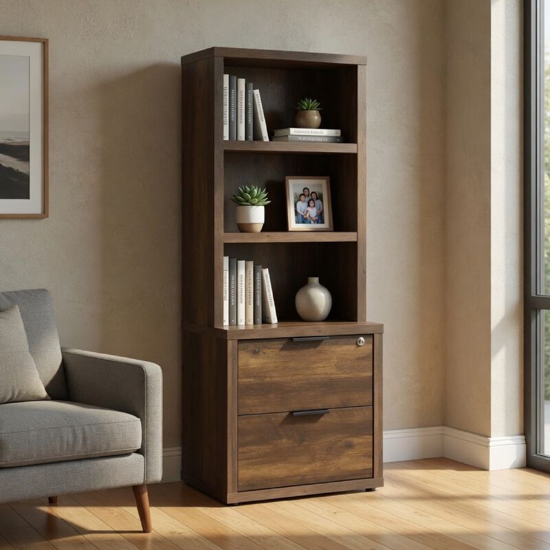 Park Bookcase with 3 Open Shelves, 2 Drawers image number 1