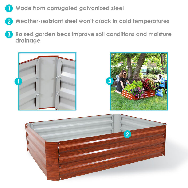Sunnydaze Galvanized Steel Rectangle Raised Garden Bed - 47 in