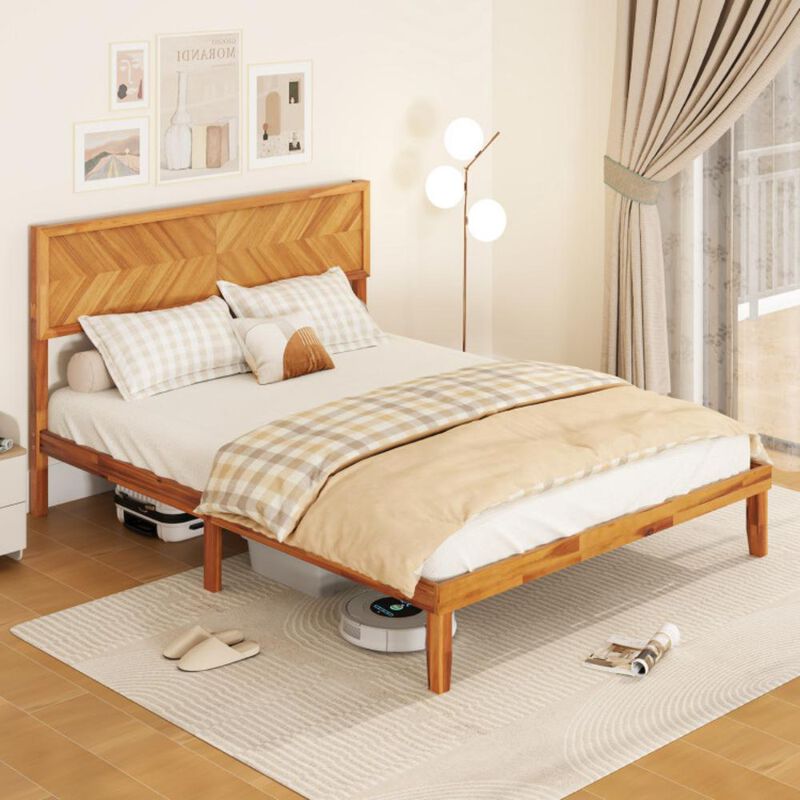 Bed Frame with Headboard and Storage Space for Practical and Stylish Bedroom Organization