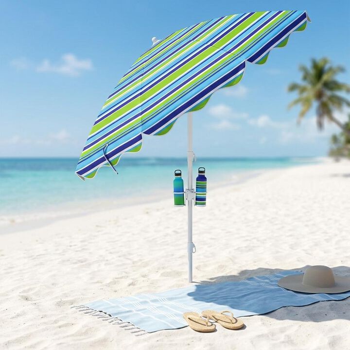 Outdoor 6.5 FT Beach Umbrella UPF 50+ with Sand Anchor for Beach Pool Patio