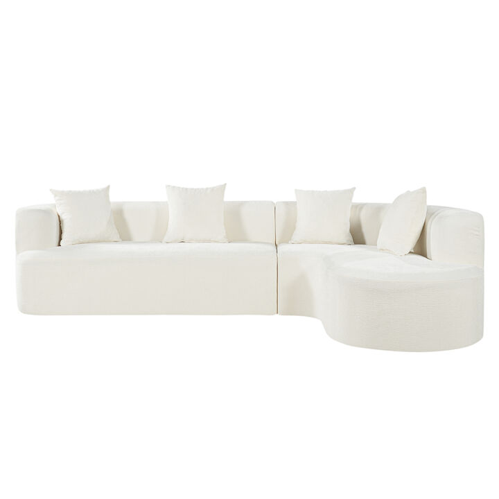 Whisen 116.5" Cloud Sectional Sofa, L-Shaped Chenille with Memory Foam, 4-Seat Curved Couch for Living Room