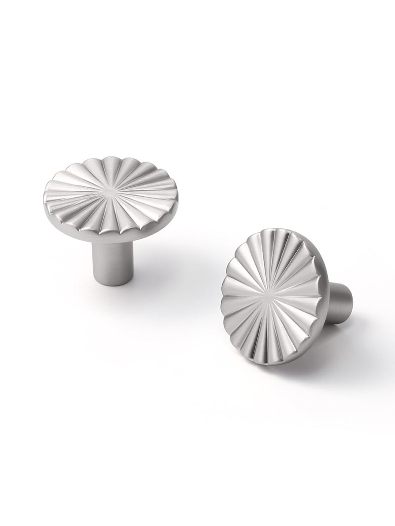 JIASENBAO 2 Pack Brushed Nickel Cabinet Knobs Satin Nickel Flat Drawer Pulls Kitchen Cupboard Bathroom Dresser Cabinet Hardware