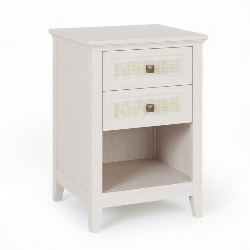 17.7" Assembled Rattan Nightstand 2-Drawer Shelf Boho image number 0