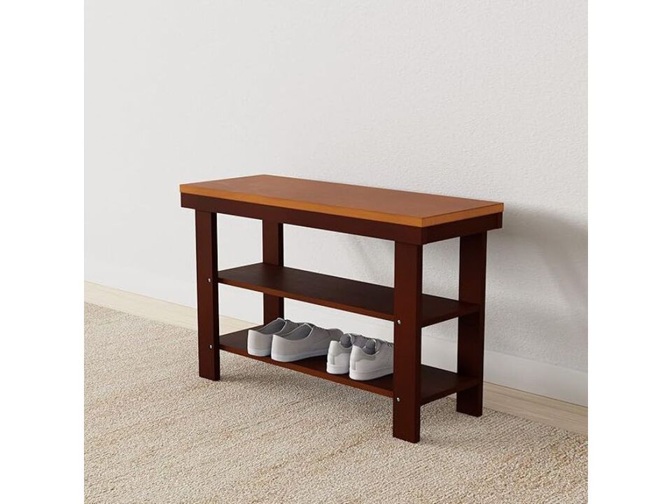 Entryway Wood Shoe Storage Bench 4 Inch Sturdy Solid Pine Organizer