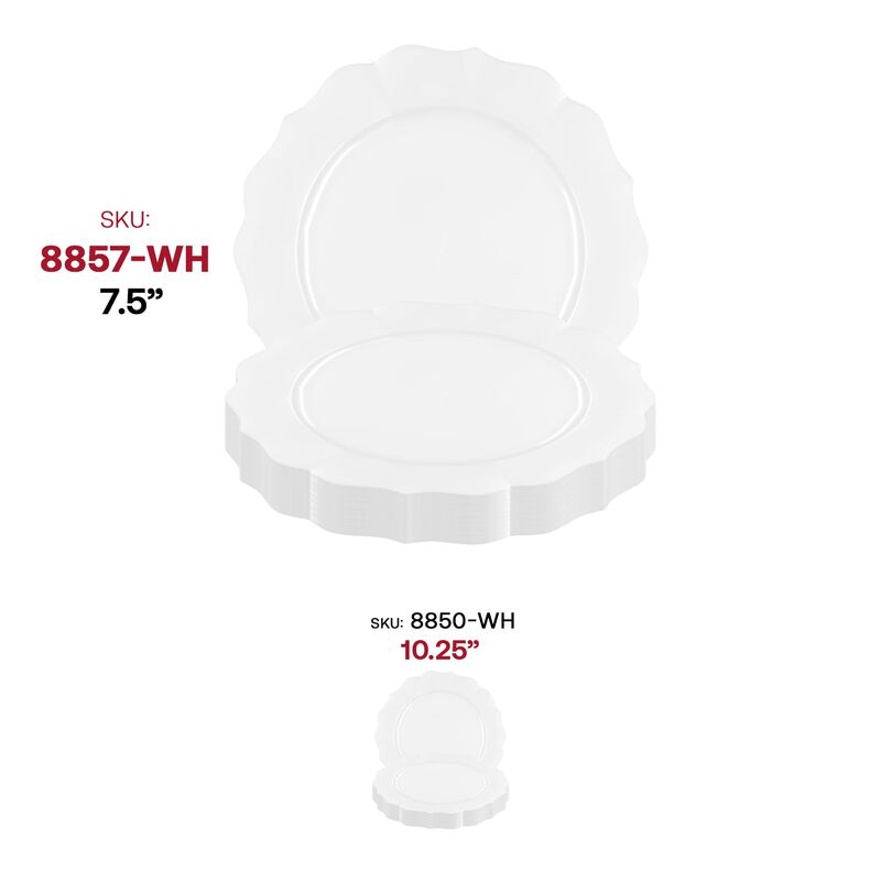 7.5" Pearl White Round Lotus Plastic Salad Plates (120 Plates) image number 5