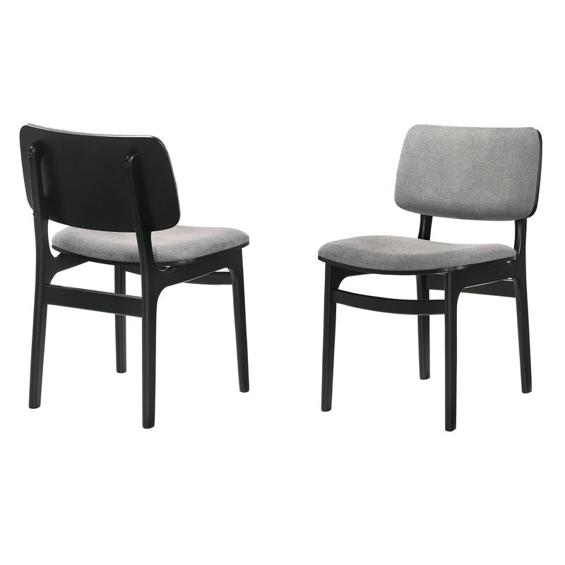 Gray Upholstered Wood Dining Chairs in Black Finish - Set of 2 image number 0