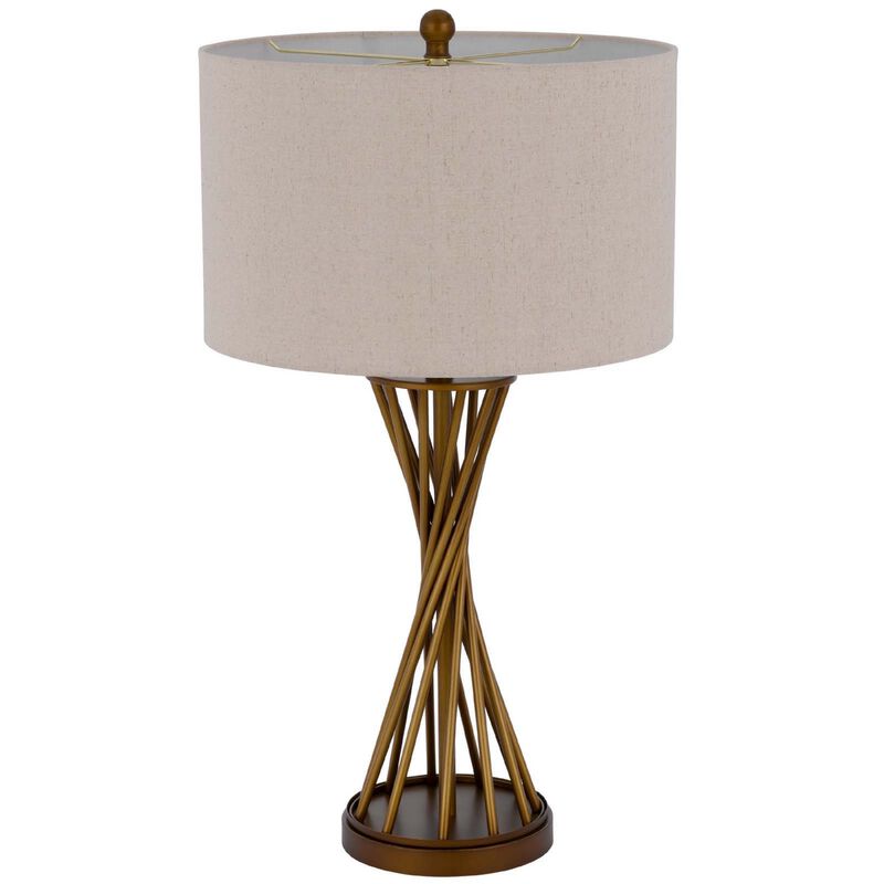 Table Lamp, Twisted Hourglass Gold Base, Light Brown Shade, 31 Inch image number 4
