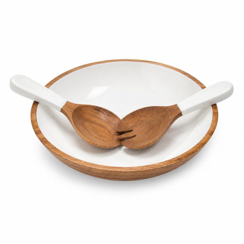 Jeanne Fitz Wood + White Collection Salad Bowl & Servers Set - Large image number 0