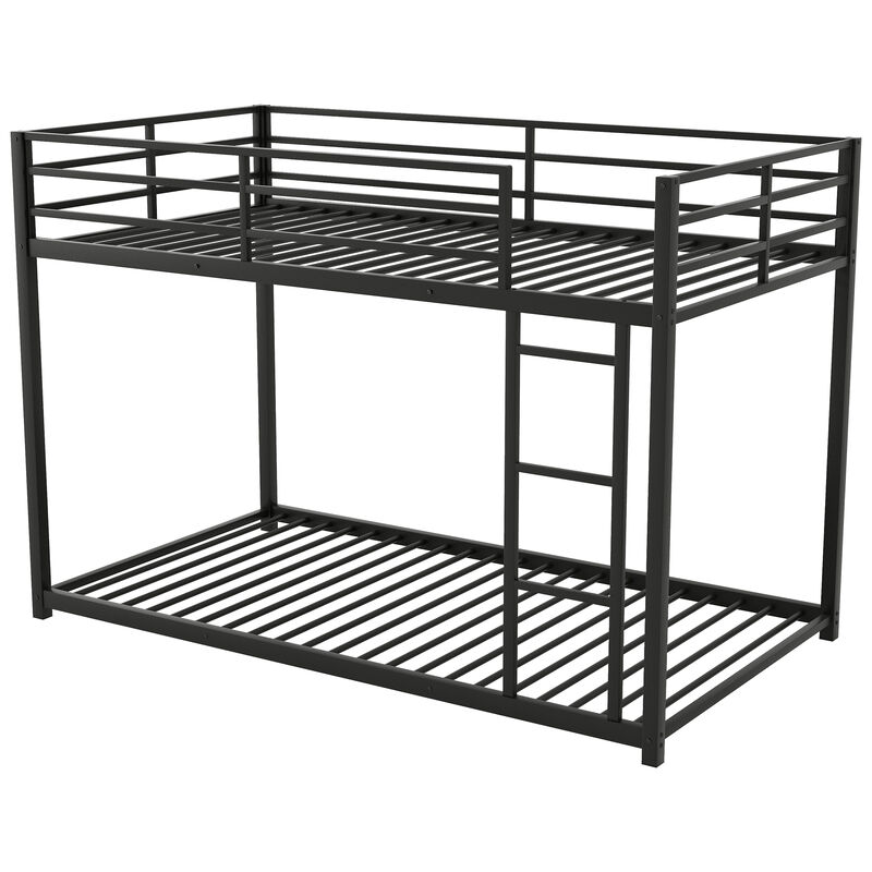 Whisen Twin over Twin Metal Bunk Bed, Low Bunk Bed with Ladder