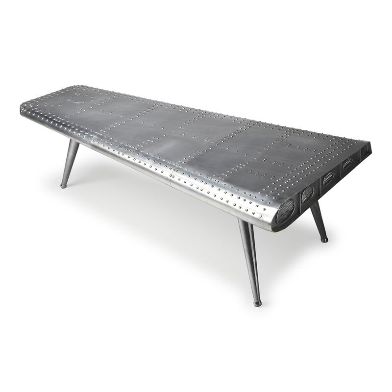Starlight Canyon Home Silver Aviation Coffee Table, Airplane Desk with Iron and Wood Solids