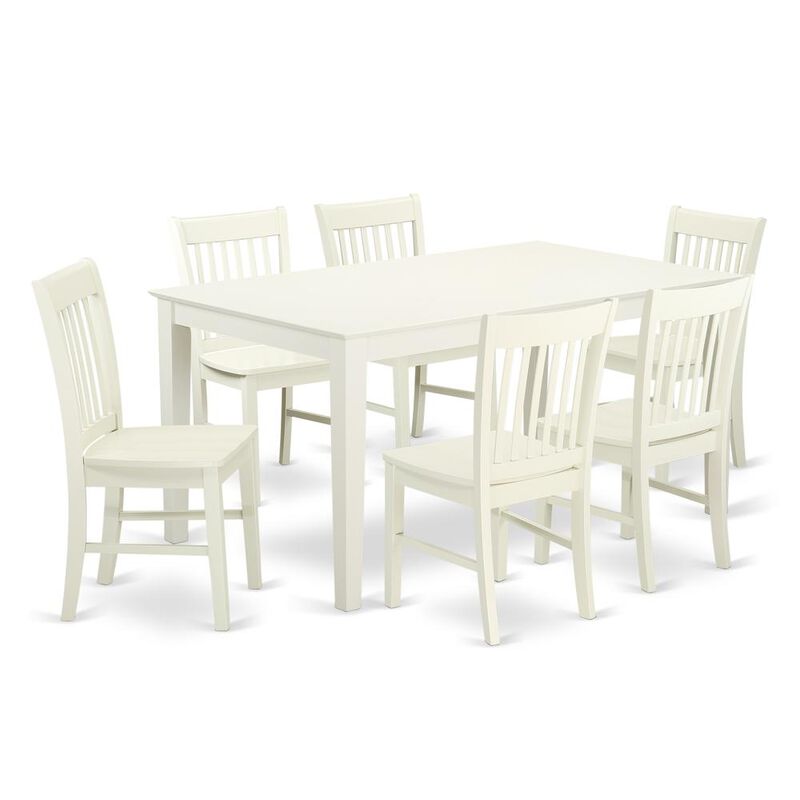 East West Furniture Dining Room Set Linen White, CANO7-LWH-W