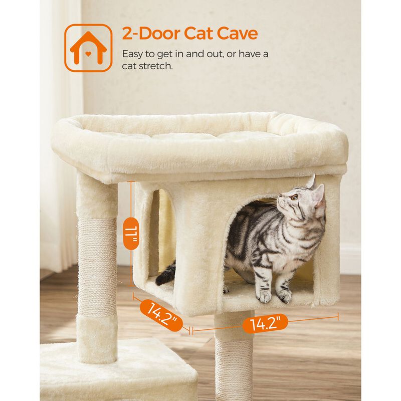 Cat Tree with Sisal-Covered Scratching Posts and 2 Plush Condos image number 3
