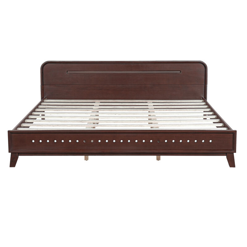 Fedhix solid pine wood king size bed frame image number 0